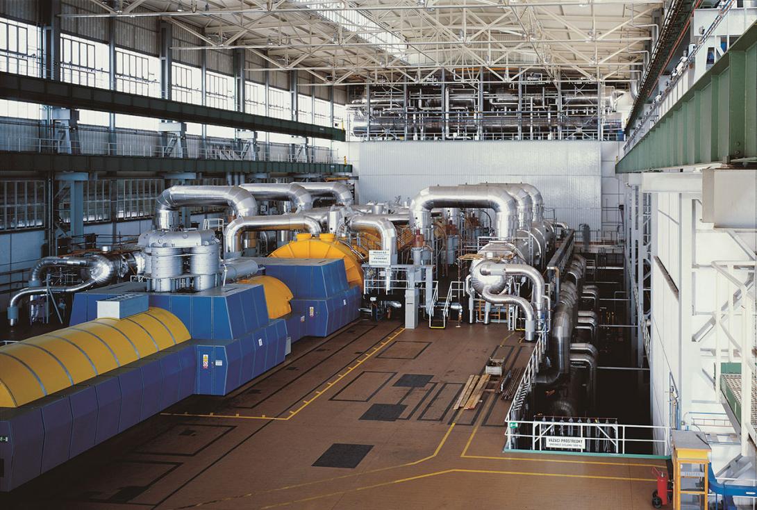 Strojovna bloku Jaderné elektrárny Temelín s 1000MW turbínou (Zdroj: ČEZ, a. s.)